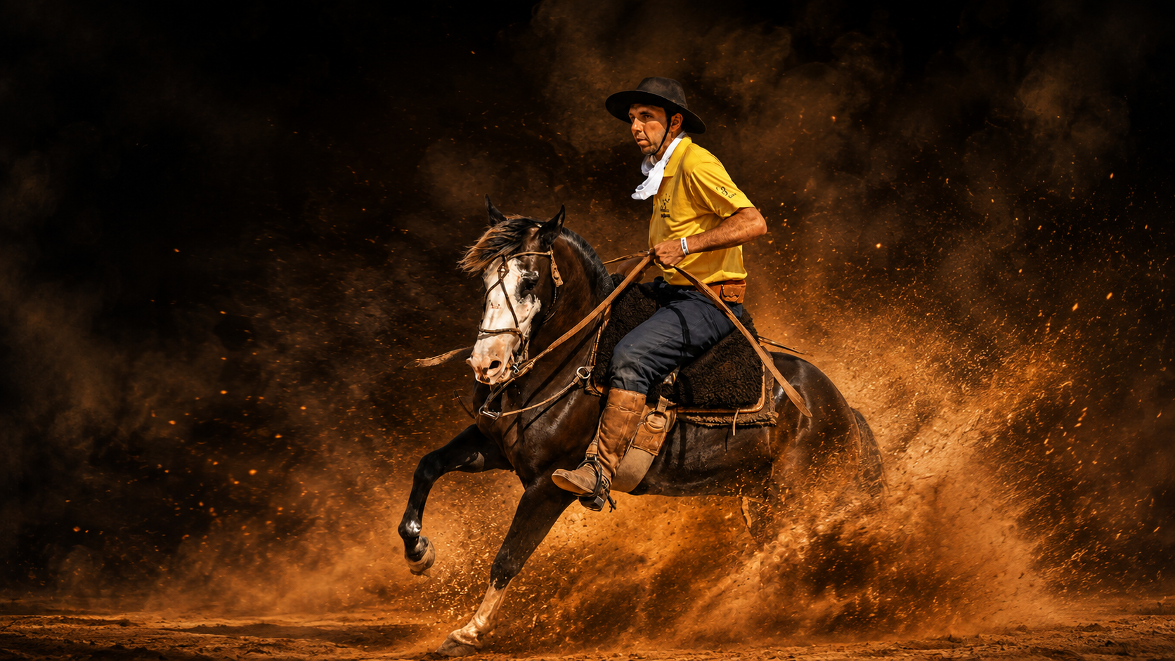 Marcos Silveira montado a cavalo, versão desktop